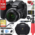 Nikon COOLPIX B500 16MP 40x Optical Zoom Wi-Fi Digital Camera (Black) + 64GB Bundle